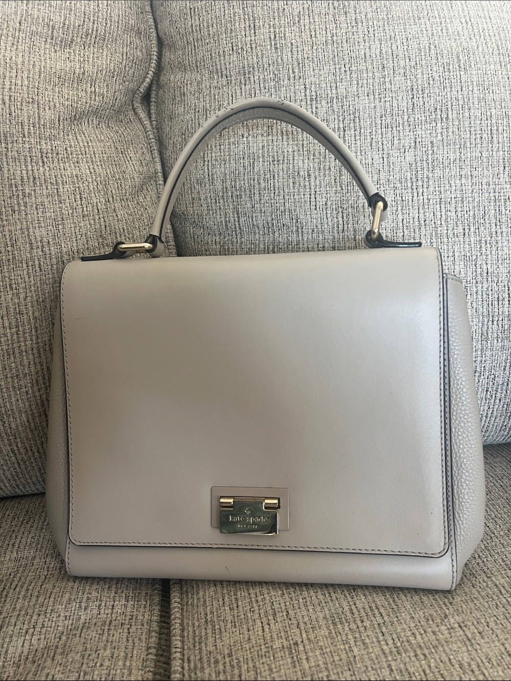 kate spade Neutral Gray Leather Top-Handle Satchel